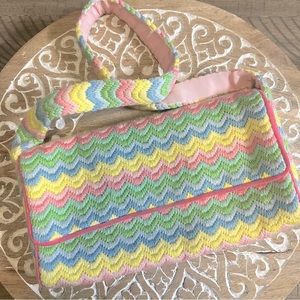 Vintage pastel rainbow knit shoulder bag